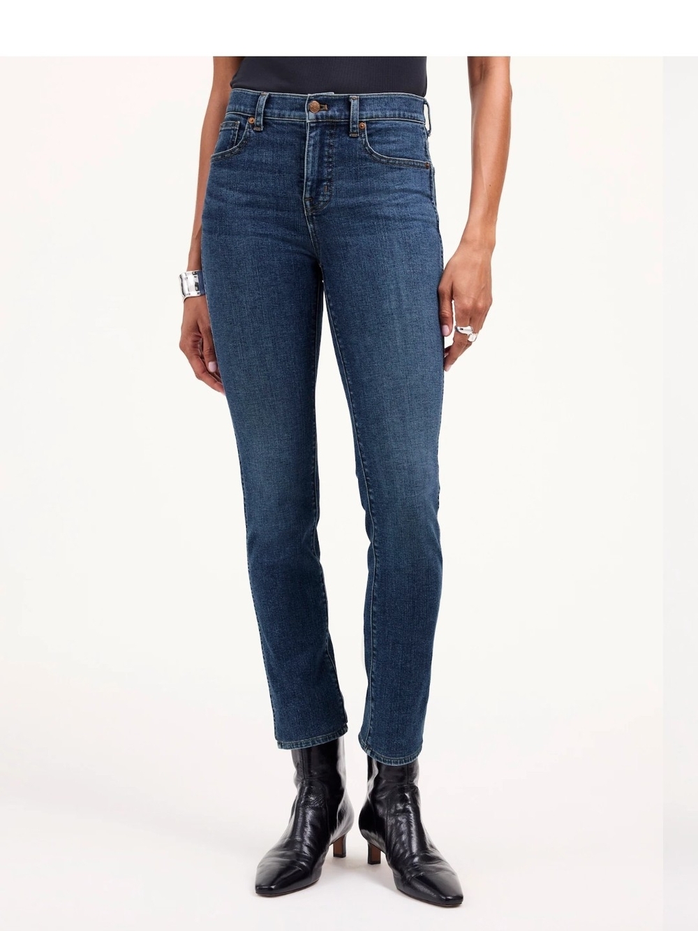 Madewell Stovepipe Deming Wash Dark Blue Straight-Leg High-Rise Jeans